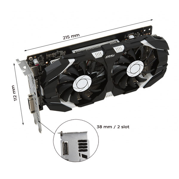 CARD MÀN HÌNH MSI GTX 1050TI 4GB 2 FAN MSI