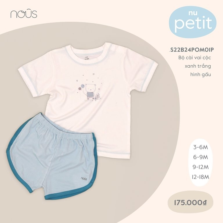 Bộ NOUS cộc tay cài vai petit cho bé