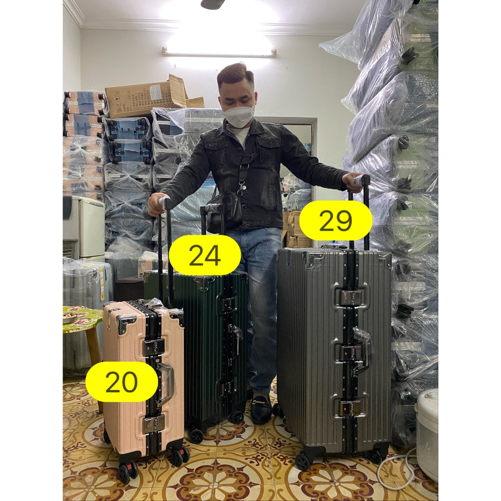 Vali khung nhôm khóa sập nội địa trung, size 20 24 29 inch