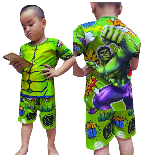 Quần áo siêu anh hùng cho bé trai 1 tuổi đến 8 tuổi, siêu nhân HULK, KHỔNG LỒ XANH