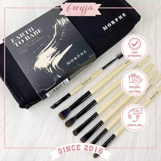 Bộ cọ mắt morphe earth to babe bamboo 7 cây kèm theo túi đựng tiện lợi - thân cọ được làm từ thân tre bảo vệ môi trường