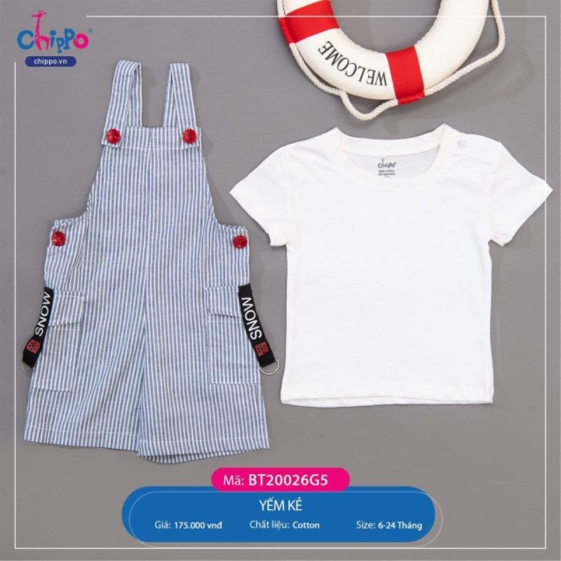 Xả Set yếm kẻ cho bé hãng chippo 9-24 tháng