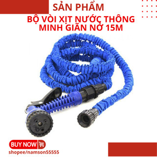 Vòi Xịt Nước Giãn Nở Thông Minh Cao Cấp Dài 15M, Dây Bơm Nước Co Giãn, Tưới Cây, Rửa Xe, Xịt Rửa Sân Vườn Đa Năng