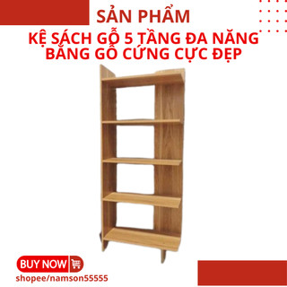 Kệ sách gỗ 5 tầng đa năng bằng gỗ cứng cực đẹp, kệ góc tường gỗ công nghiệp chống ẩm cao cấp 5.0