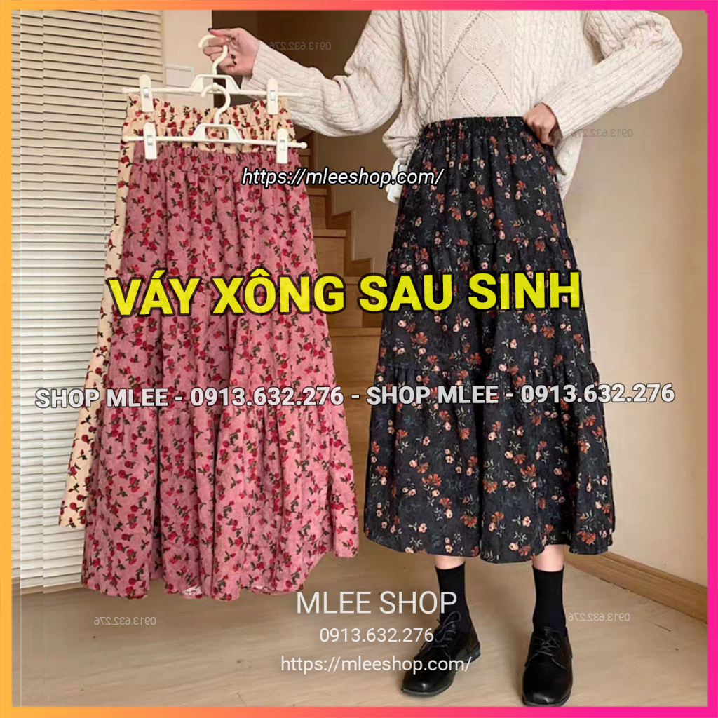 Váy xông sau sinh, chân váy đi sinh loại cao cấp có chun chỉnh bụng, MLEE SHOP