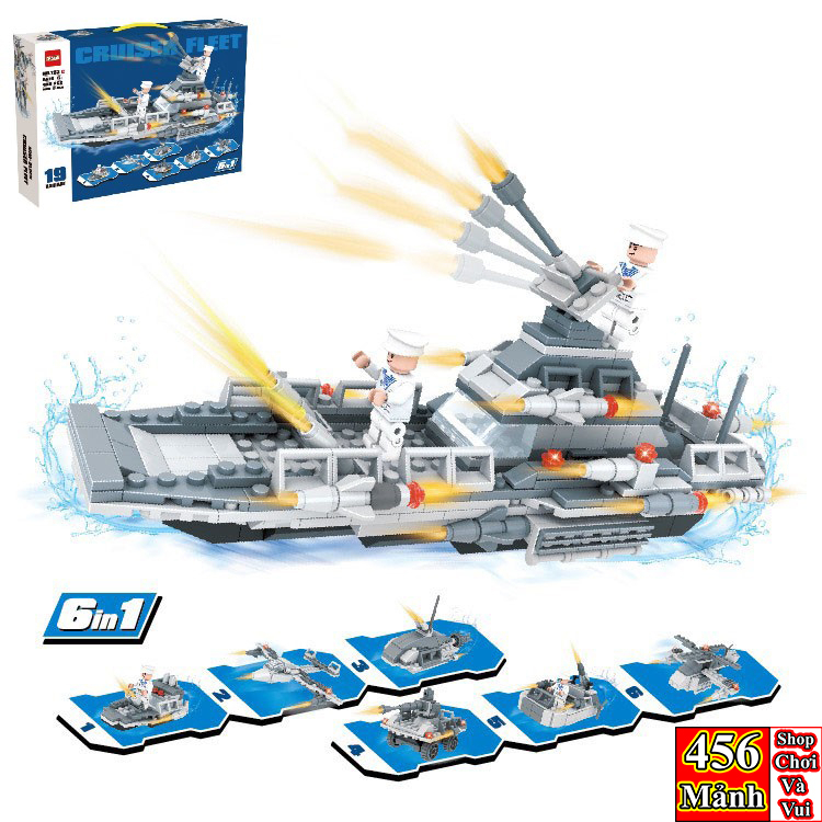 456 Mảnh - Bộ Lắp Ghép Mô Hình Tàu Chiến, Tàu Khu Trục - Đồ Chơi Lắp Ráp Tàu Tuần Tra Hải Quân