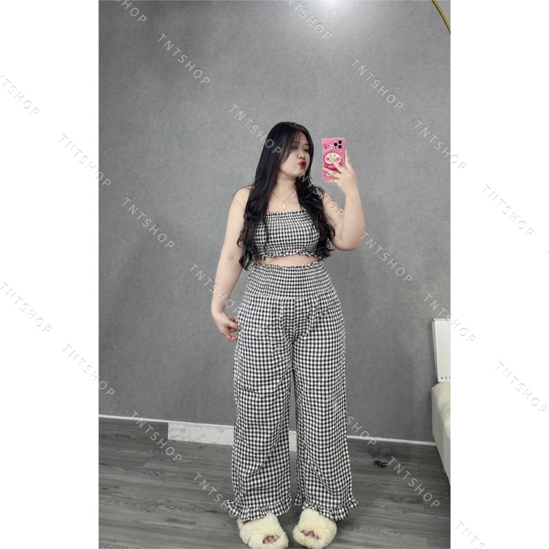 SET ÁO ỐNG CROPTOP NHÚN KÈM QUẦN DÀI
