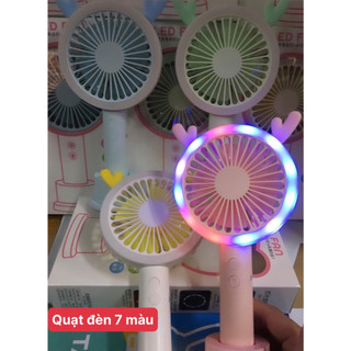 Quạt Sạc Cầm Tay Có Đèn 7 Màu 668 Siêu Dễ Thương