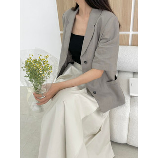 Blazer linen ngắn tay Hàn Quốc
