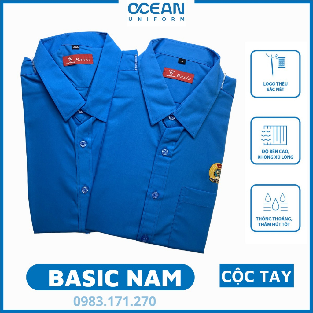Áo công đoàn việt nam sơ mi nam cộc tay basic,chất liệu pangzim liên doanh,logo sắc nét