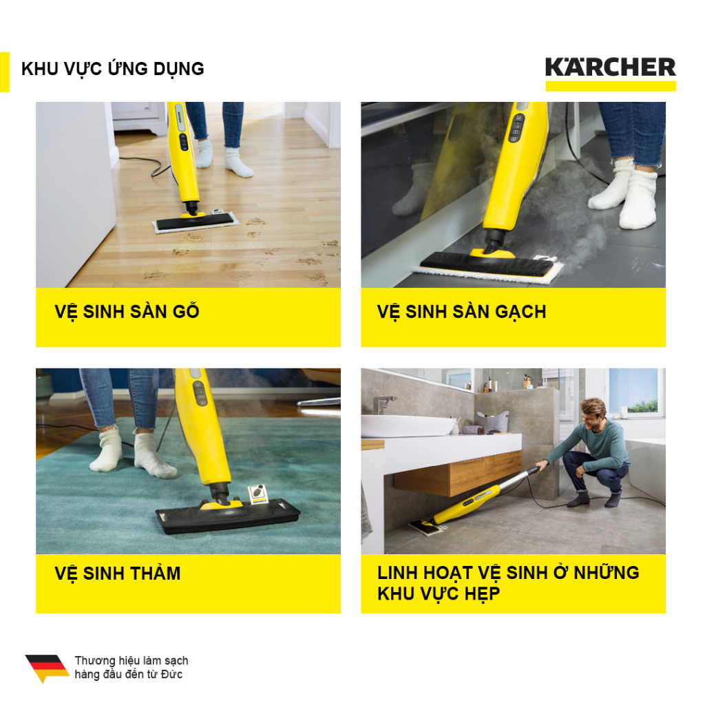 (Sản xuất Đức) Máy làm sạch bằng hơi nước nóng Karcher SC 3 Upright EasyFix EU