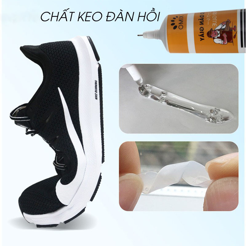 Caris 60ml Keo dán giày thể thao siêu dính dùng nhiệt trong suốt không tổn thương da - Dán vết rách giày, túi xách, đồ n