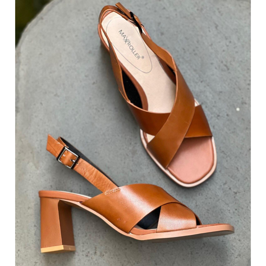 Sandal Nữ Da Thật Gót Trụ Cao 7cm VNXK