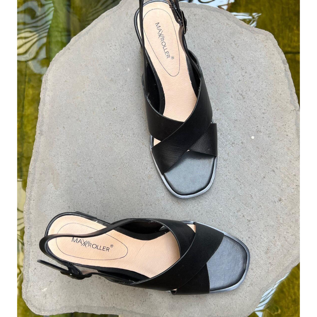 Sandal Nữ Da Thật Gót Trụ Cao 7cm VNXK