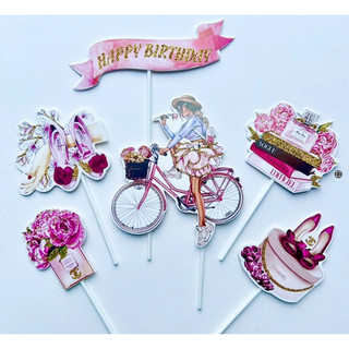 Set giấy cô gái đạp xe hồng