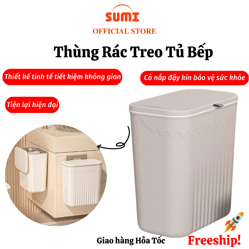 Thùng Rác Có Nắp Treo Tủ Bếp Nhà Tắm An Toàn Tiện Lợi SUMI