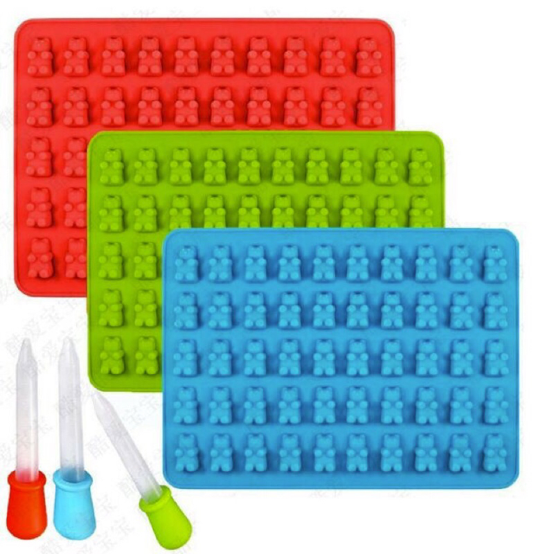HCM - KHUÔN SILICON (SILICONE) KẸO CHIP CHIP HÌNH 50 CON GẤU (GIAO MÀU NGẪU NHIÊN) BỘI SHOP