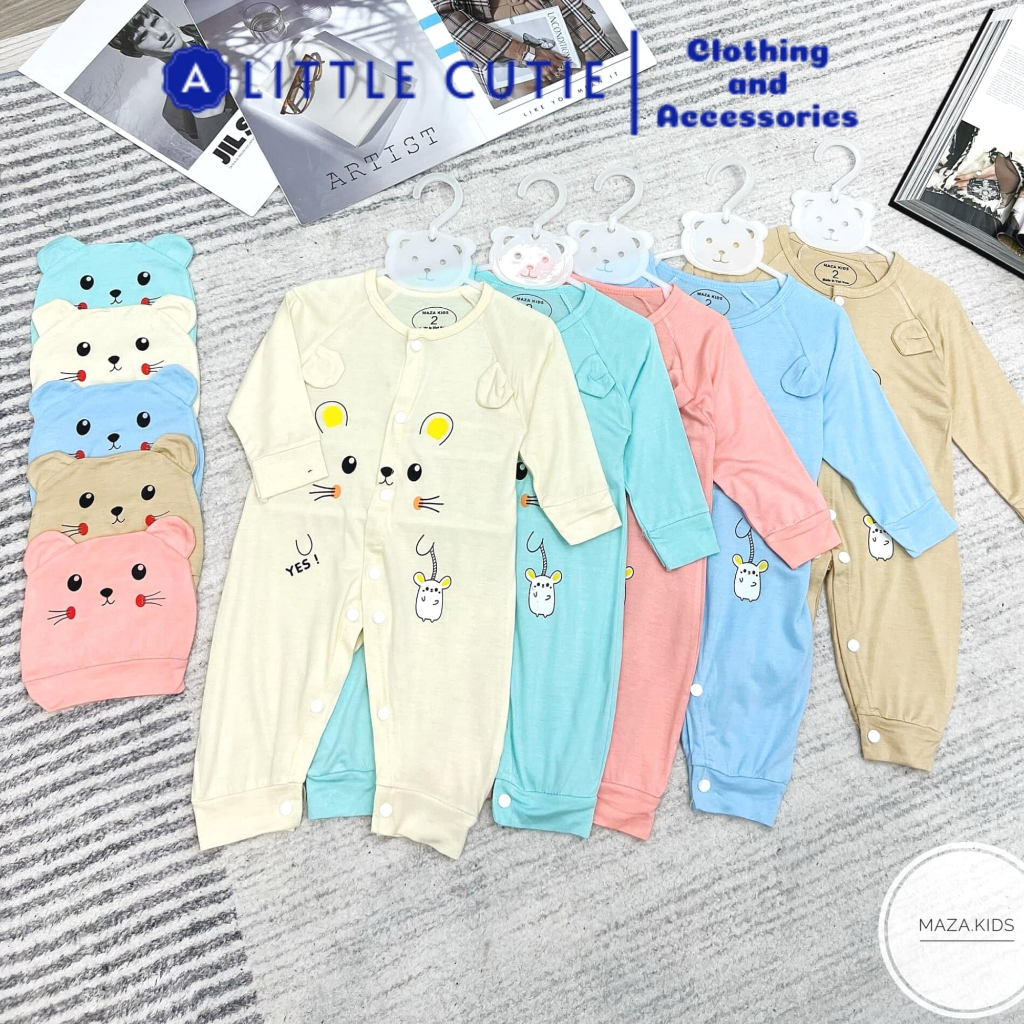 body cho bé sơ sinh, sleepsuit cho bé Vải thun lạnh co dãn 2 chiều kèm mũ BDS006 - A LITTLE CUTIE