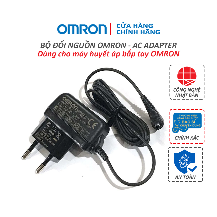 Bộ đổi điện dùng cho máy huyết áp bắp tay Omron AC Adapter - Chính hãng OMRON, Model HHP-CM01