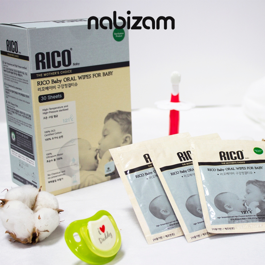 Khăn vệ sinh răng miệng RICO Baby Oral cho bé, 100% Organic Cotton an toàn, phù hợp với mọi loại da