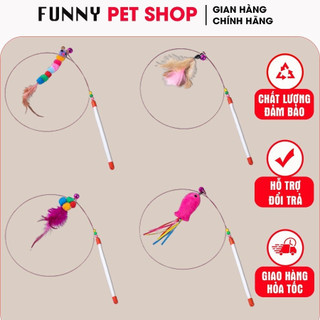 Cần Câu Mèo | Đồ Chơi Cần Câu Gắn Lông Vũ Cho Thú Cưng - Funny Pet Shopq