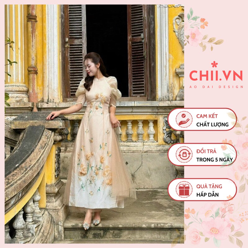 Set Áo Dài Váy Cách Tân Hạ Liên Đính Kết Cao Cấp