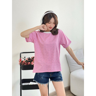 Áo Thun Nữ Sọc LAM - Áo thun sọc cotton viền trắng thời trang, Áo thun kẻ sọc đẹp.