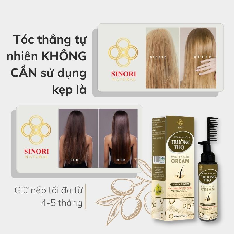 Kem duỗi tóc tại nhà Sinori, chứa Protein không làm tổn thương tóc, không hăng, chính hãng 200ml