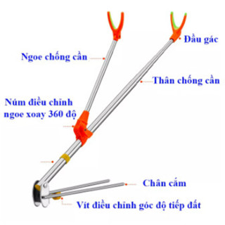 Chống Cần Câu Đài 2m1 Chống cần câu đơn, đài giá rẻ Màu CAM