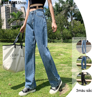 Quần bò ống rộng nữ cạp cao quần jeans ống rộng lưng cao, vải bò dày đẹp , không giãn ,dáng suông