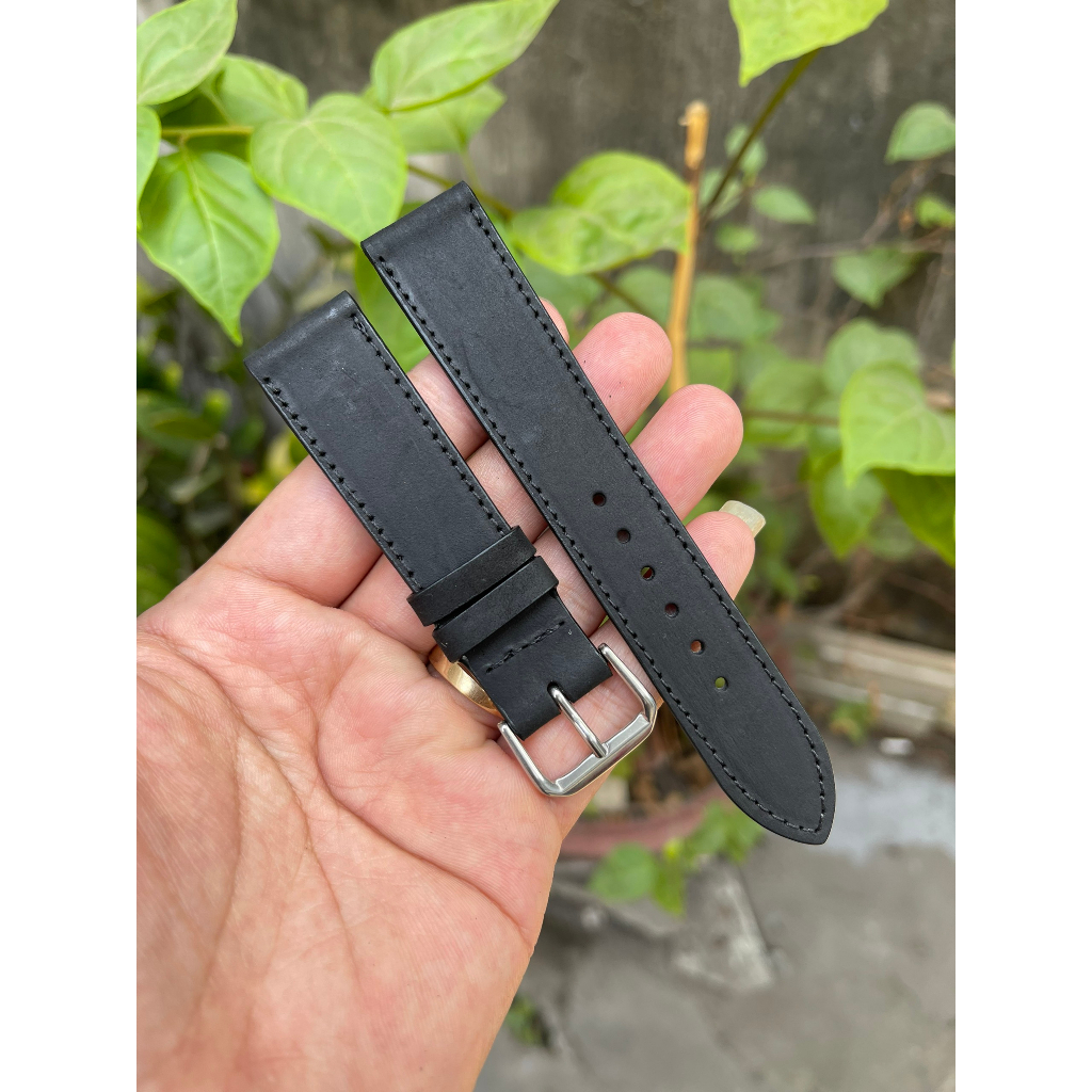 Dây đồng hồ da bò sáp khâu chỉ viền màu đen đủ size có cả size lẻ và size hiếm gặp Tặng kèm khóa, chốt và tool thay dây