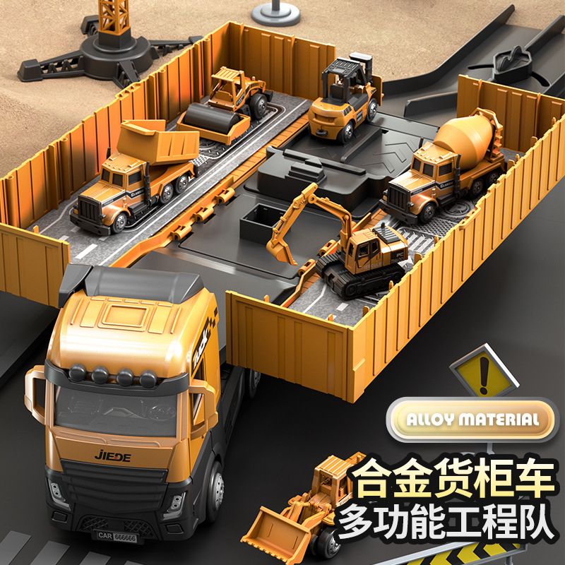 C04 Đồ Chơi Ô Tô Container Biến Hình Kèm Nhiều Xe Ô Tô Xây Dựng, Cứu Hỏa Kích Thước 43x11x8cm Phát Nhạc Ấnh Sáng