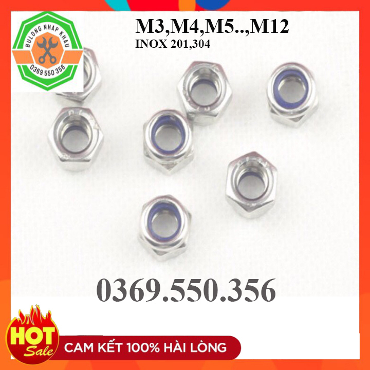 Ecu khóa inox M4,M5, M6,M8 COMBO  50c