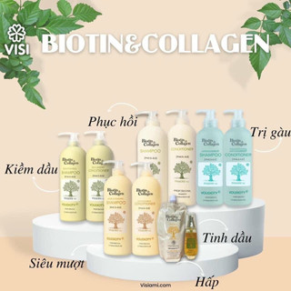 Cặp gội xả biotin collagen 1000 ml suôn mượt, ngăn ngừa gầu, kiềm dầu