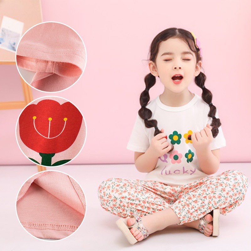 Áo Thun Bé Gái Cotton Tay Ngắn Cao Cấp Mùa Hè Họa Tiết Dễ Thương Từ 4-10 tuổi
