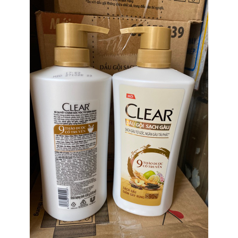 Dầu gội sạch gàu Clear 9 thảo dược cổ truyền giảm gãy rụng 618ml