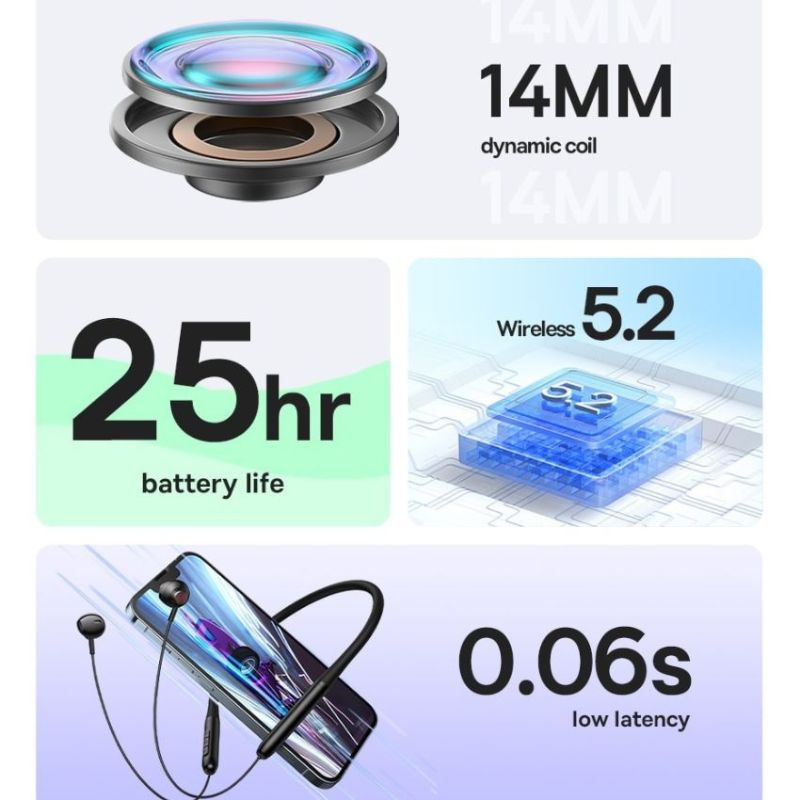 Tai Nghe Bluetooth Thể Thao, Chống nước Baseus Bowie P1 Half In-ear Neckband Wireless Earphones bluetooth 5.2