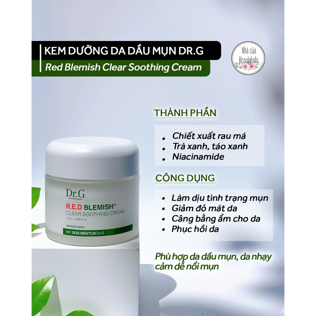 Kem dưỡng ẩm Dr.G R.E.D Blemish Clear Soothing Cream 70ml