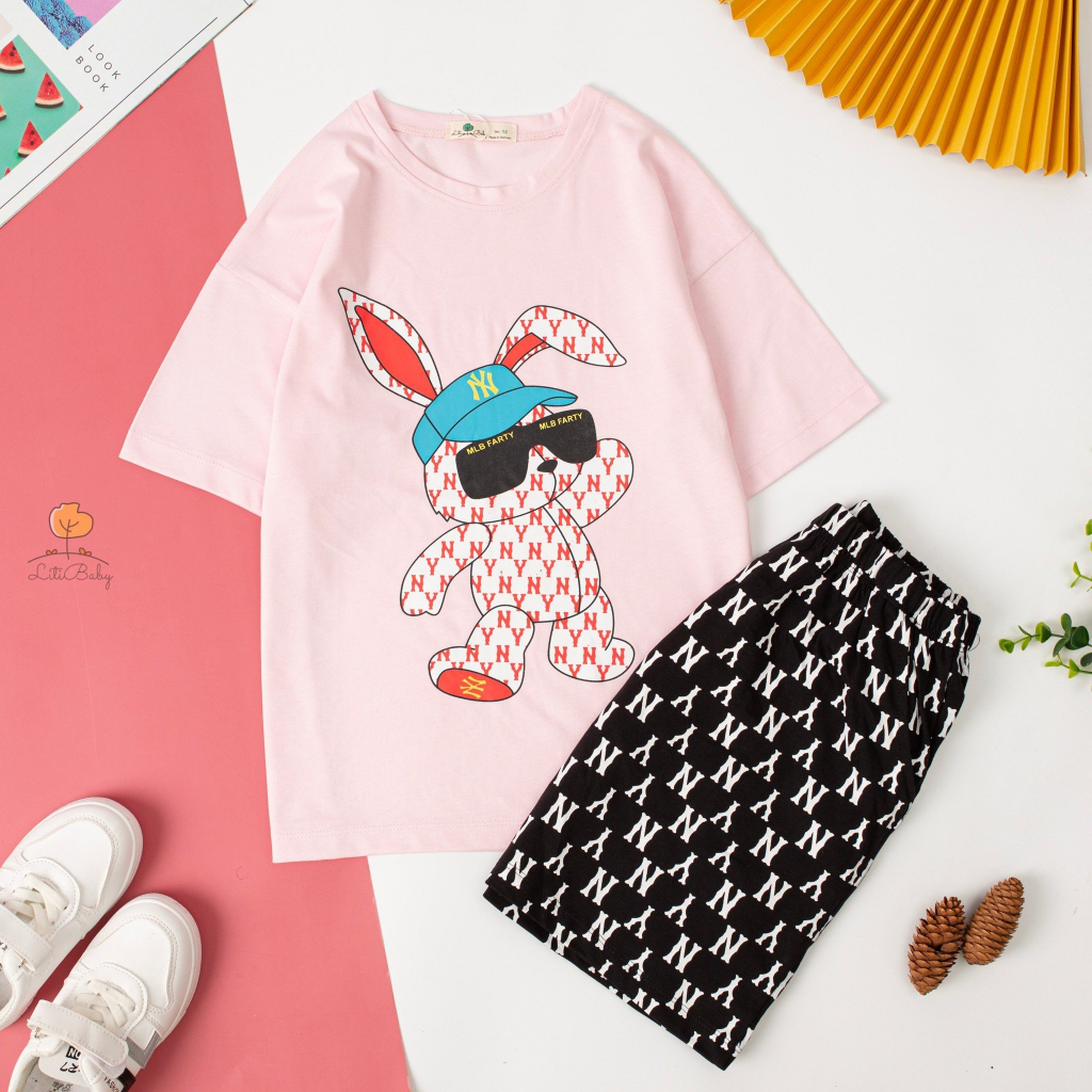 Bộ NY MLB Hot Trend cộc cho bé gái lớn . Hãng Litibaby - Made in VietNam