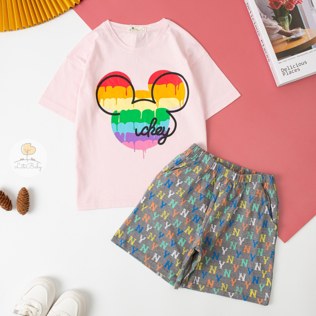 Bộ NY MLB Hot Trend cộc cho bé gái lớn . Hãng Litibaby - Made in VietNam