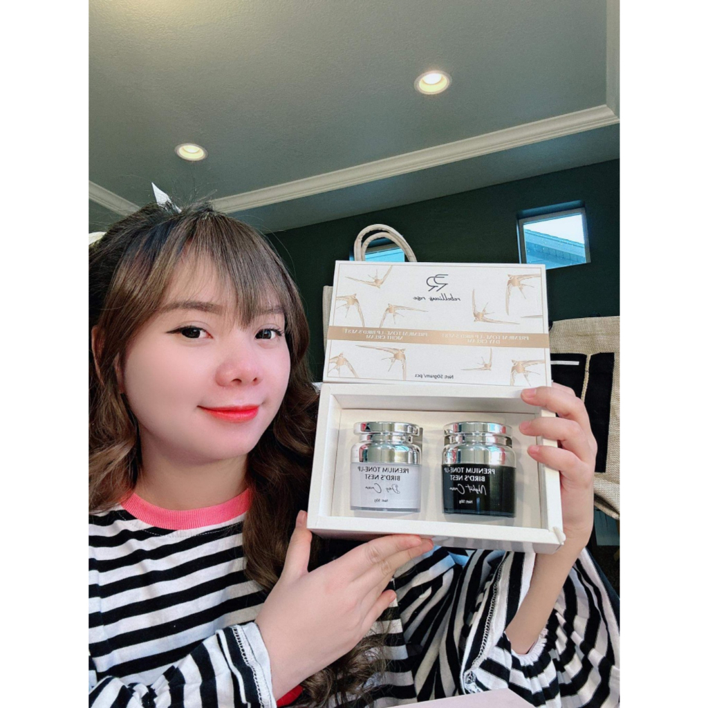 Bộ đôi kem tổ yến đêm Múi Xù Gogerous giúp dưỡng trắng da chuyên sâu, giảm thâm nám hộp lớn