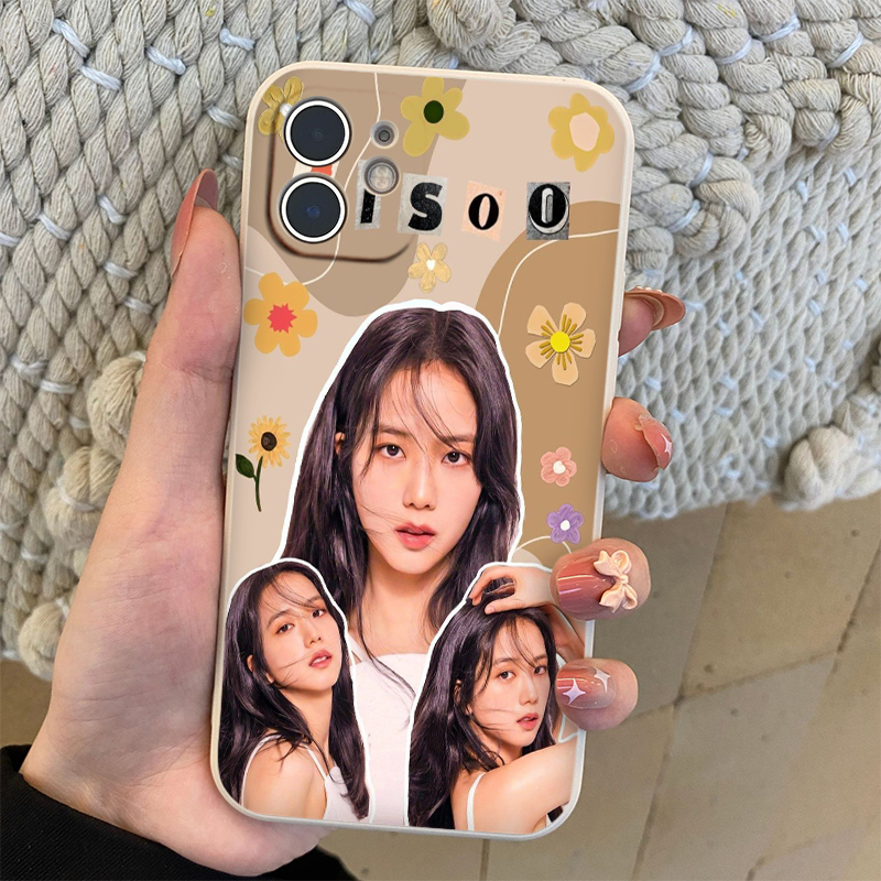 Ốp iphone viền vuông chị đẹp JISOO Blackpink cho iPhone 14 13 12 11 Pro Max SE 2020 X XR XS 8 7 ip 6S 6 Plus e1405