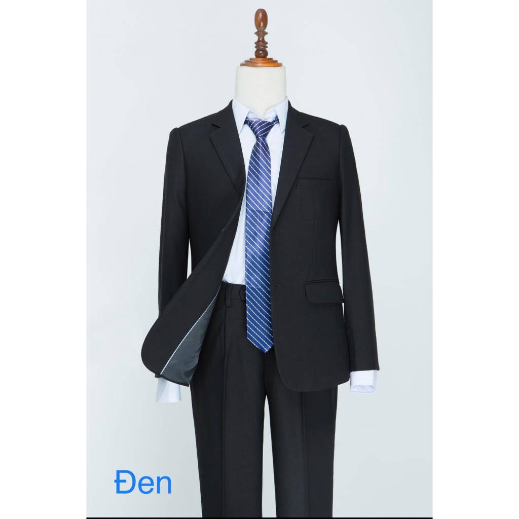 Bộ vest nam trung niên 2 nút Màu Đen chất vải dày dặn cao cấp (áo+quần) full size