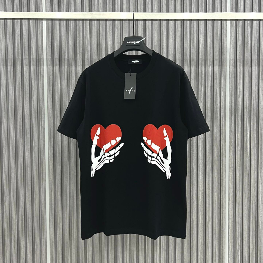 Áo thun Tay Trái Tim Bộ Xương form rộng tay lỡ chất liệu 100% cotton, cực hot cho anh em cháy phố 2023.