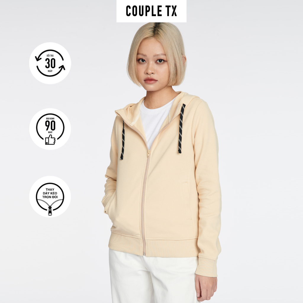 Áo khoác thun nữ basic thêu logo X WOK 2043