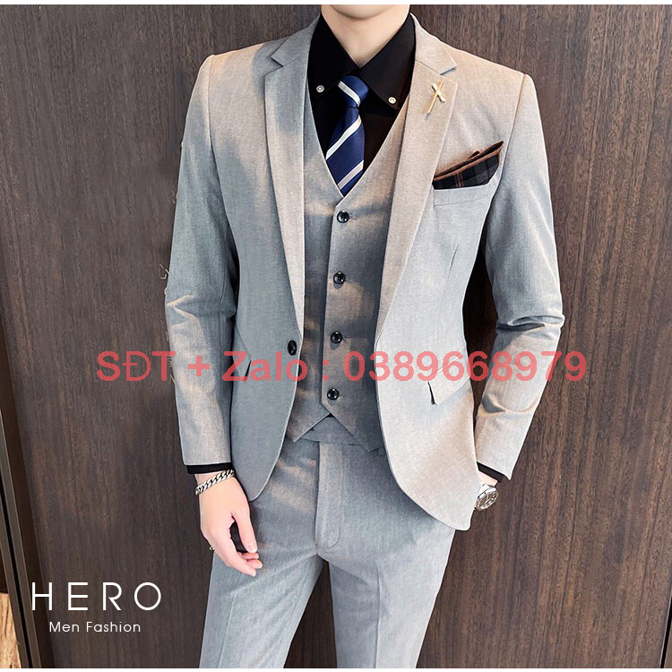 Bộ Vest Nam Cao Cấp Vải Sịn, Fom Ôm Đẹp, Quần Có Tăng Chỉnh size. Suit Nam Hàn Quốc