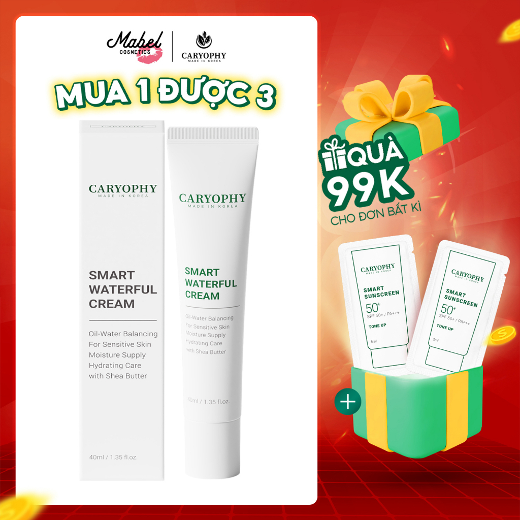 Kem dưỡng ẩm ngừa mụn phục hồi da Caryophy Smart Waterful Cream 40ml