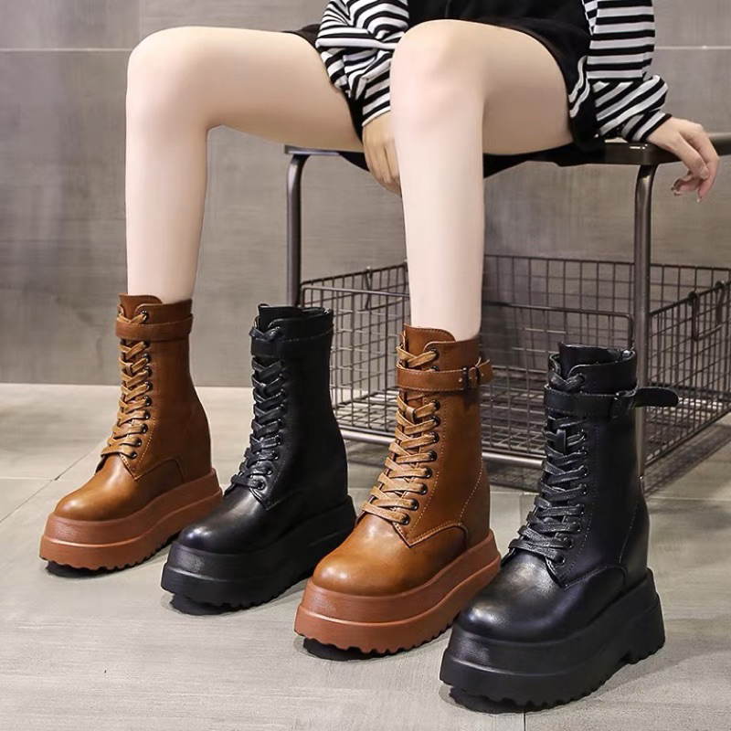 (Order) Giày độn đế nữ cao 11cm Andu Store, bốt độn đế nữ QC cao cấp