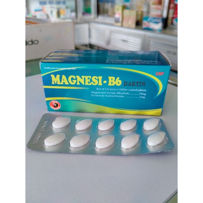 MAGNESI B6 DAKTIN HỘP 50 VIÊN HỖ TRỢ THẦN KINH DÙNG CHO NGƯỜI MỆT MỎI, LO LẮNG, KÉM HẤP THU MAGNESI
