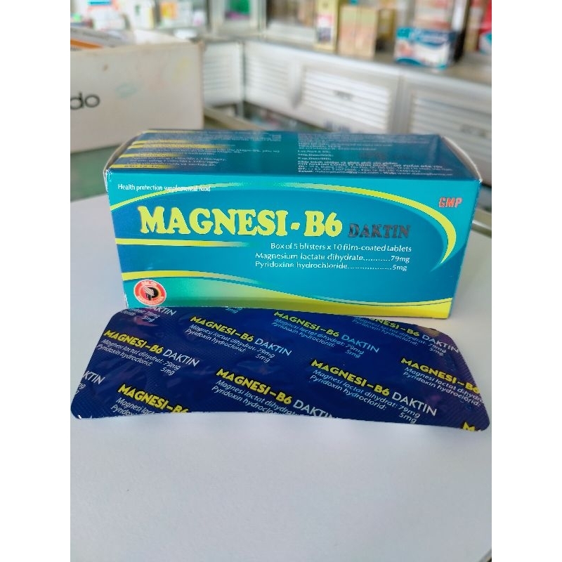 MAGNESI B6 DAKTIN HỘP 50 VIÊN HỖ TRỢ THẦN KINH DÙNG CHO NGƯỜI MỆT MỎI, LO LẮNG, KÉM HẤP THU MAGNESI